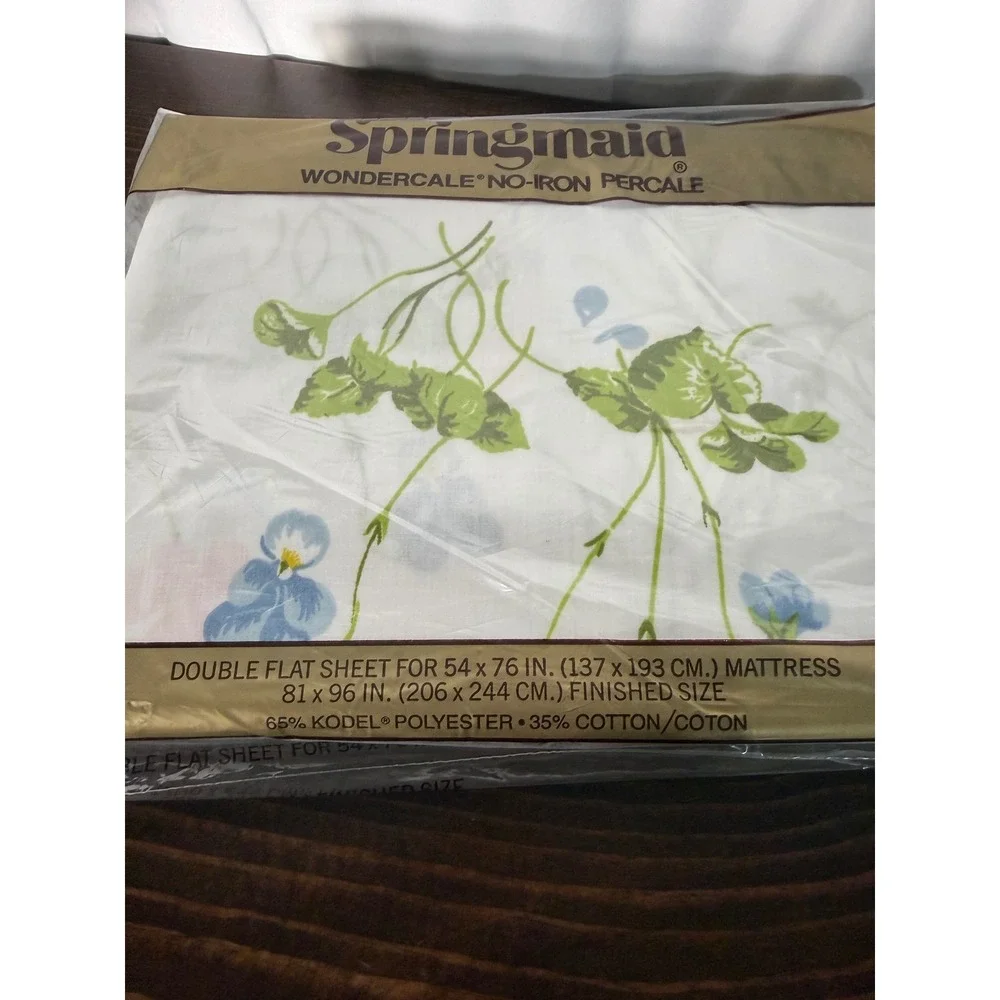Springmaid Wondercale Vintage Floral Double Flat Sheet No Iron Percale USA Made